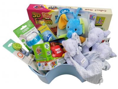 Bild zu Baby Geschenkkorb Junge Geschenk für Geburt oder Taufe blau