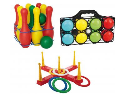 Bild zu Spiele Set Kinderparty Rolly Toys Kegelspiel Ringwurfspiel Boccia in and out