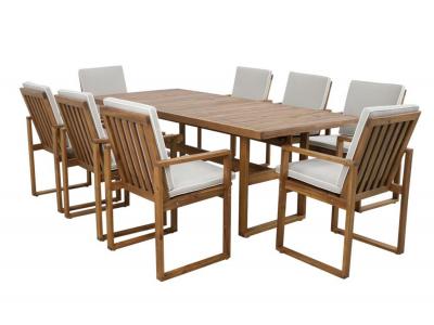 Bild zu Essgruppe Holz Garten Dining Sitzgruppe 8 Stühle 1 Tisch Akazienholz mit Polster