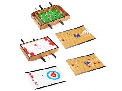 Bild zu Tischkicker Mini Spieltisch 5 in 1 Kicker Kegeln, Curling, Shuffle, Airhockey