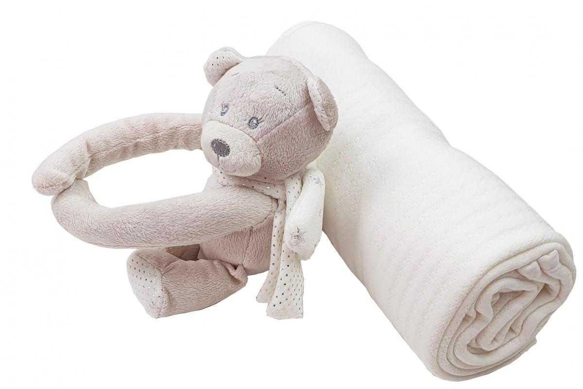 Preissturz » Baby Kuscheldecke | Schutzengel Klammer Gutes Plüschfigur Babydecke günstiger mit beige Teddy